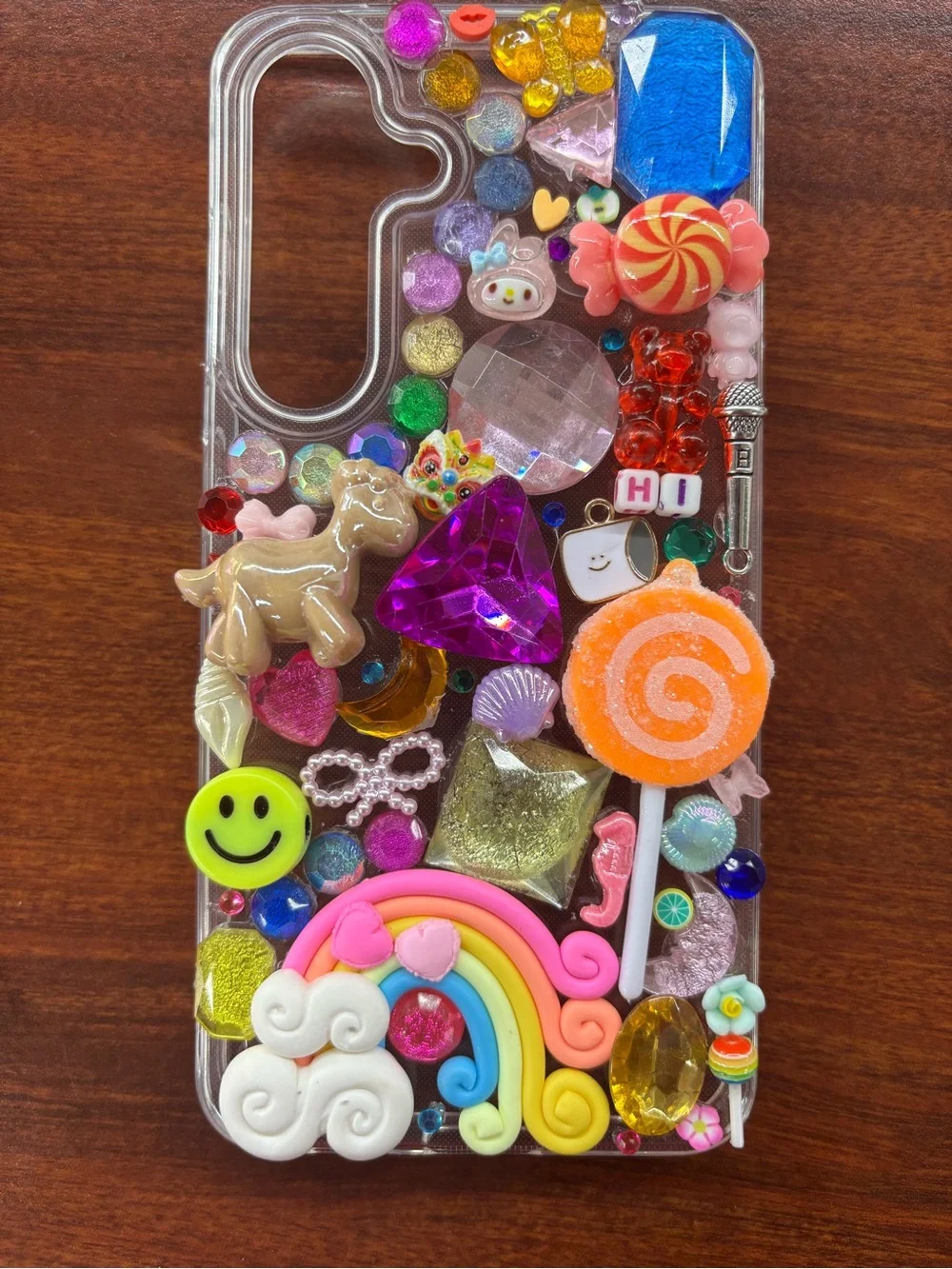 Apple Clear Phone Case with Lime Green Glitter Charms